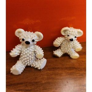 2 Teddy Bear Brooches Iridescent Opalescent Vintage!